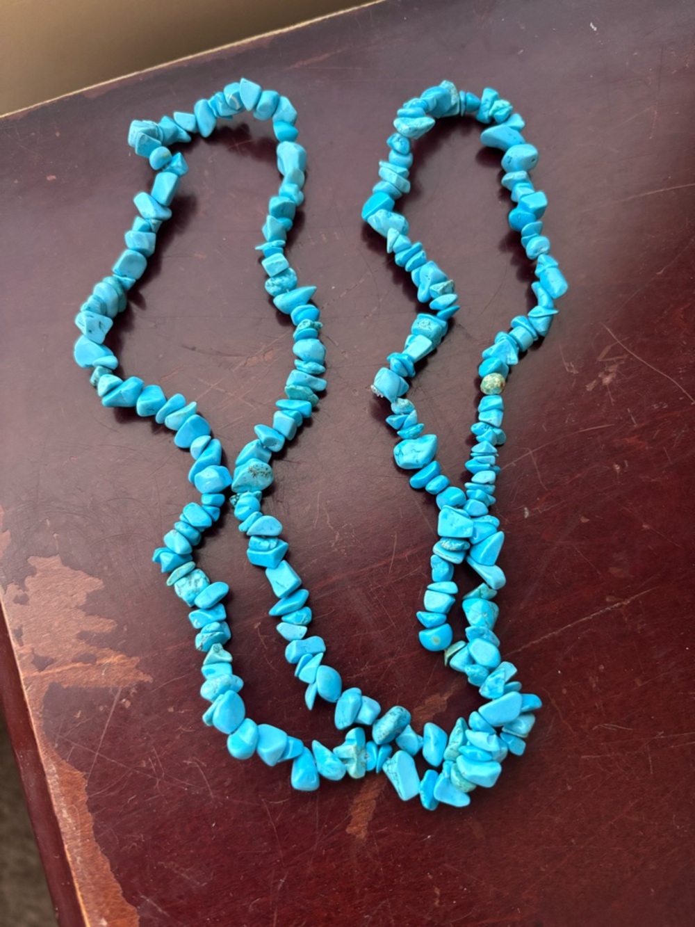 Turquoise Chip Bead Necklace - Bright Blue Stone Strand
